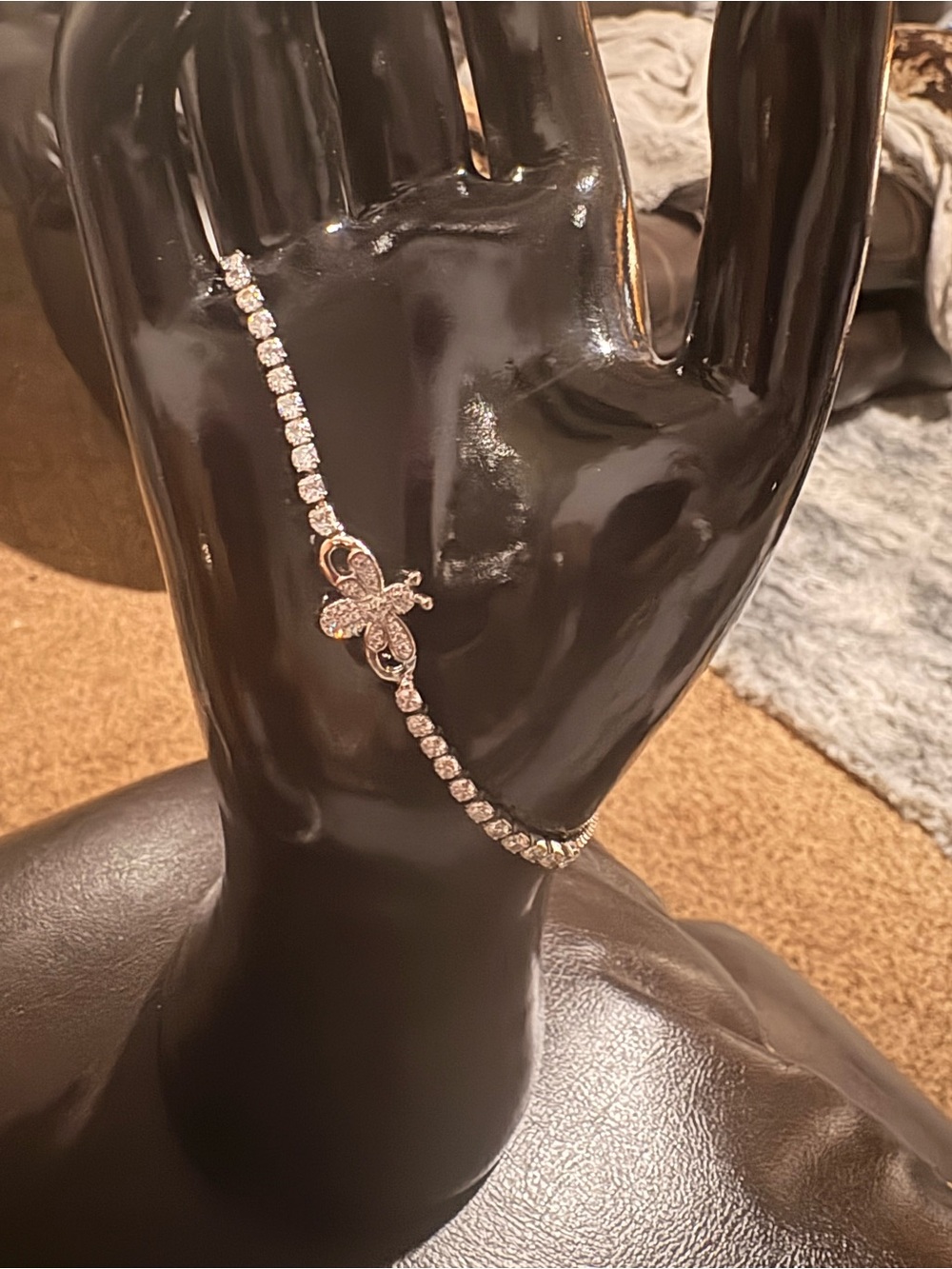 Elegant Gold Butterfly Tennis Bracelet with Clear Stones - Women Jewelry